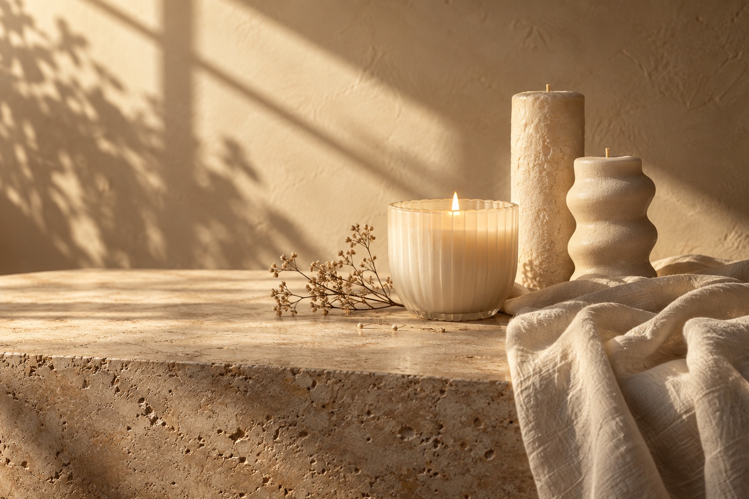 Editorial candle styling, from soft daylight to a candlelit evening